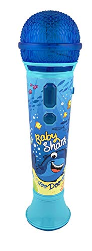 Product Cover Baby Shark Karaoke Sing Along Microphone for Kids, Built in Music, Flashing Lights, Pretend Mic, Toys for Kids Karaoke Machine, Connects MP3 Player Aux in Audio Device