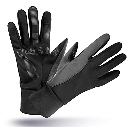 Product Cover Winter Gloves Warm Glove with Touch Screen Fingers Windproof Water Resistant for Running/Cycling/Driving/Snow Skiing/Ice Fishing in Cold Weather for Women and Men (Medium, Black-Gray)