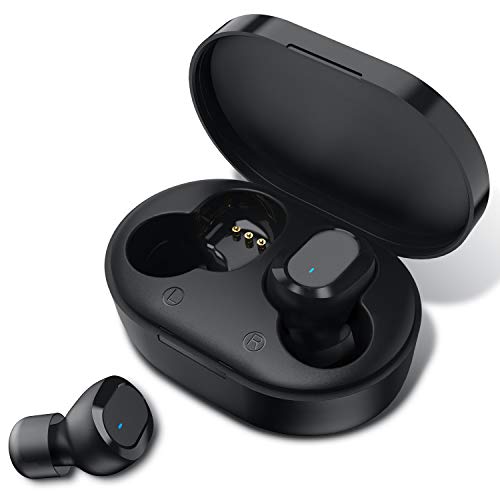 Product Cover HolyHigh Wireless Earbuds Bluetooth 5.0 Headphones Hi-Fi Stereo Sound Earphones with Lightweight Portable Charging Case Built-in Mic for iPhone Android (Black)