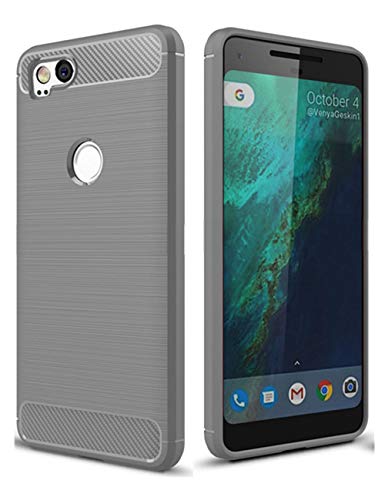 Product Cover Google Pixel 2 Case,Google Pixel2 Case, Dretal Carbon Fiber Shock Resistant Brushed Texture Soft TPU Phone case Anti-Fingerprint Flexible Full-Body Protective Cover for Google Pixel 2 (X-Gray)