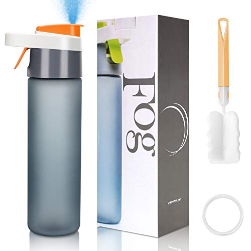 Product Cover Xpoliman Large Spray Sports Water Bottle 20 Oz, Drinking and Spraying Misting Bottle for Humidification and Cooling with Atomizing Device Squeeze Bottle - BPA Free Fitness Sports Water Bottle-Orange