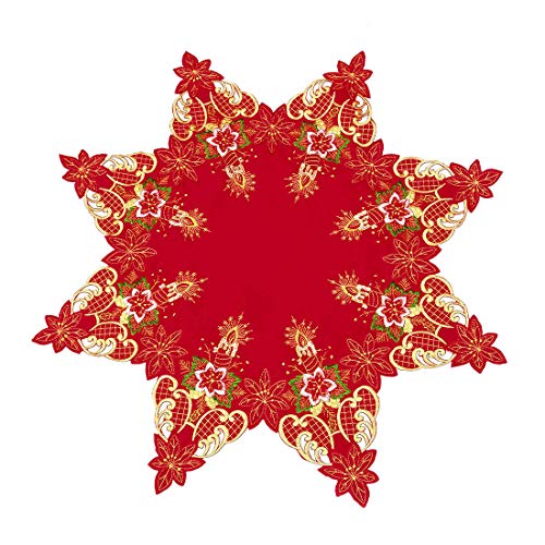 Product Cover Grelucgo Embroidered Christmas Holiday Red Small Tablecloth (Octagon 33 Inches)