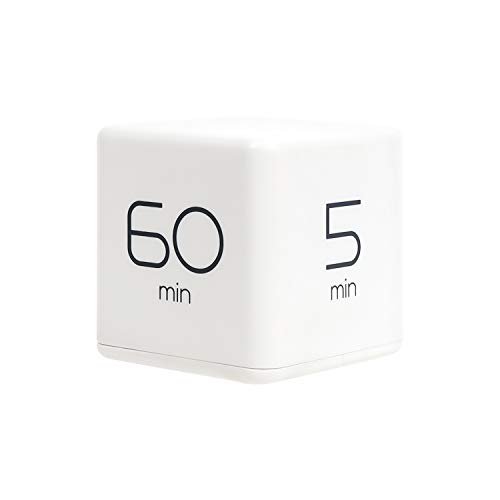 Product Cover mooas Cube Timer 5, 15, 30 and 60 Minutes Time Management (White), Kitchen Timer, Kids Timer, Workout Timer