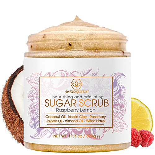 Product Cover Natural & Organic Sugar Scrub Body Exfoliator - Spa Quality Organic Body Scrub with Food Grade Ingredients to Nourish, Moisturize & Rejuvenate Dull Dry Skin - No Harsh Chemicals, Parabens or Sulfates