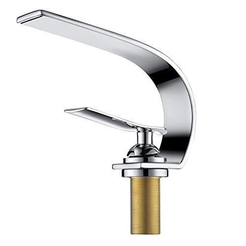Product Cover Charmingwater Modern Commercial Chrome Single Handle Bathroom Vanity Faucets, Curved Single Hole Sink &Lavatory Mixer Tap, Single Lever Upgraded Version