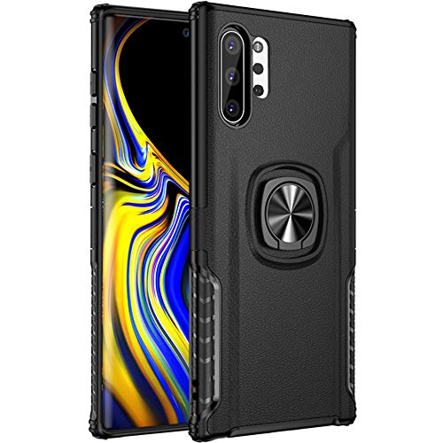 Product Cover WATACHE Galaxy Note 10+ Plus/Pro/5G Case, Stylish Dual Layer Hard PC Back Case with 360 Degree Rotation Finger Ring Grip Kickstand, Magnetic Car Mount Feature for Galaxy Note 10+ Plus,Black