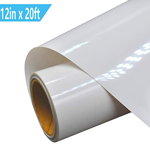 Product Cover Heat Transfer Vinyl HTV for T-Shirts 12 Inches by 20 Feet Rolls (White)