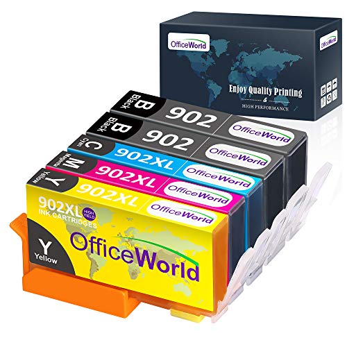 Product Cover OfficeWorld Compatible Ink Replacement for HP 902 902XL Ink Cartridge (5 Packs), Work with HP OfficeJet Pro 6968 6978 6958 6962 6960 6970 6979 6950 6954 6975 Printer (2BK, 1 Meganta,1 Cyan,1 Yellow)