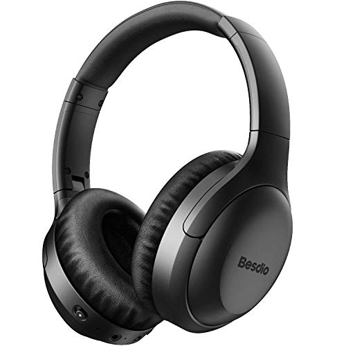 Product Cover Active Noise Cancelling Headphones Bluetooth Headphones Wireless Headphones BesDio Over Ear Headphones with Quick Charge, Bluetooth 5.0, Mic, Deep Bass, 30H Playtime for Travel Work Cellphone