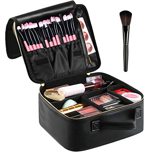 Product Cover Travel Makeup Case Cosmetic Case PU Leather with Adjustable Dividers Organizer Portable Artist Storage Bag Makeup Bag for Women