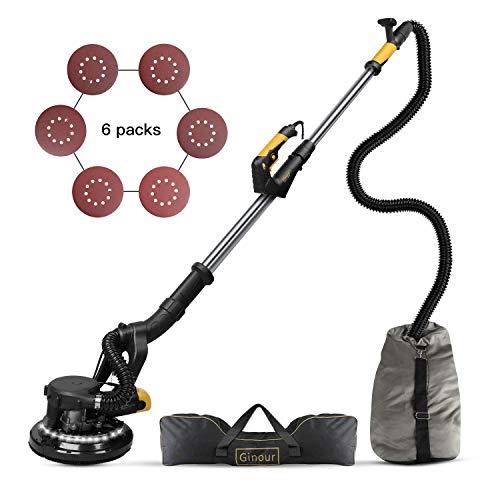 Product Cover Ginour 360° 750W Drywall Sander With Vacuum Attachment, Variable Speed & LED Light, Extendable Handle, Long Dust Hose, Storage Bag, 6 Sanding Discs