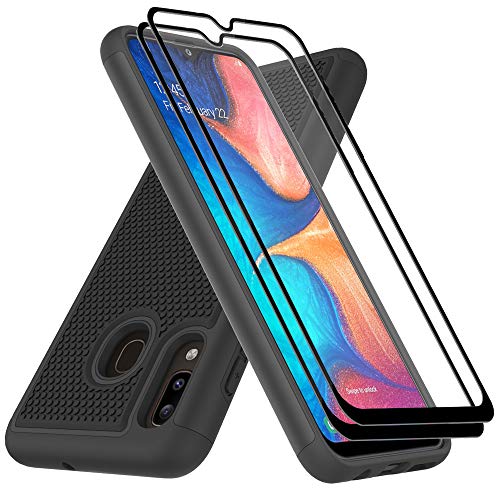 Product Cover Galaxy A20 Case, Samsung A20 case, Galaxy A30 Case with Tempered Glass Screen Protector,Dahkoiz Armor Defender Cover Galaxy A20 Phone Case Dual Layer Protective Case for Samsung Galaxy A20/A30, Black