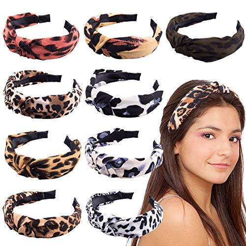 Product Cover SIQUK 9 Pcs Leopard Headbands Twist knot Headband Wide Hairbands for Women and Girls
