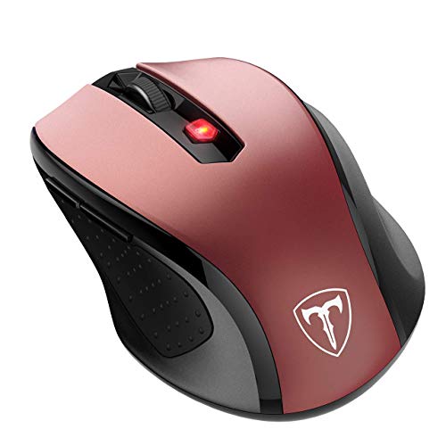 Product Cover VicTsing MM057 2.4G Wireless Mouse Portable Mobile Optical Mouse with USB Receiver, 5 Adjustable DPI Levels, 6 Buttons for Notebook, PC, Laptop, Computer, MacBook - Red