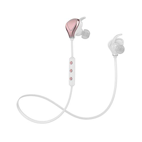 Product Cover Bluetooth Headphones, Wireless Sports Running Headphones Lightweight Stereo Noise Cancelling Sweatproof w/Mic Earbuds Cordless Earphones in Ear Headsets for Gym Workout Compatible with iPhone (Rose)