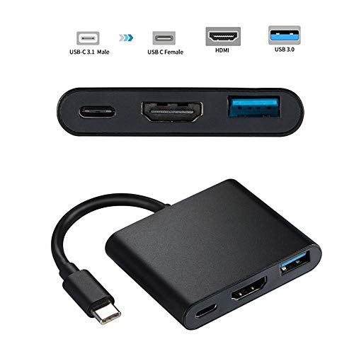 Product Cover MASON TURNER USB C to HDMI Adapter, 3 in 1 Type-C to HDMI Multiport Adapter Converter with USB 3.0 + USB C Recharging Port Compatible with Galaxy Note8/S8+/S9/Chromebook Pixel/Dell XPS13/Yoga HDTV