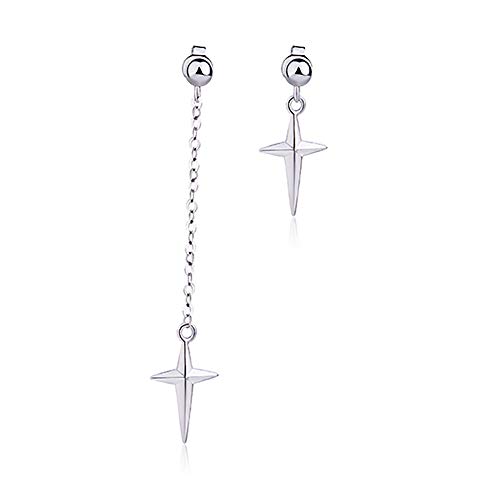 Product Cover MIDUO Asymmetric Cross drop earring for women men White gold plated chain long earring geometry jewelry