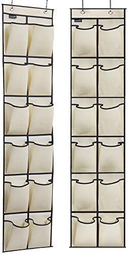 Product Cover MISSLO Over The Door Hanging Shoe Organizer Rack Narrow Closet Storage Bag Holder with 12 Large Fabric Pockets, 2 Pack
