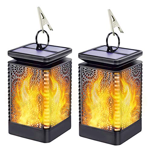 Product Cover Solar Lantern Lights Dancing Flame Waterproof Outdoor Hanging Lantern Solar Powered LED Night Lights Dusk to Dawn Auto On/Off Landscape Decorative for Garden Patio Deck Yard Path 2 Pack