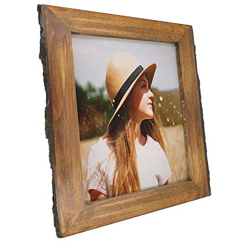 Product Cover IKEREE 8x10 Picture Frames with Bark Edges, Rustic Wood Photo Frame for Tabletop or Wall Display, Natural Brown