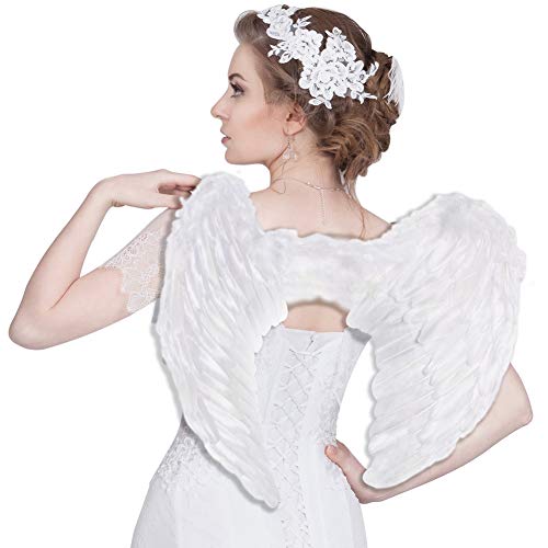 Product Cover SEVADA Angel Wings Costume for Adult, Halloween Angel Costumes for Adults Women Men, Christmas White Feather Angel Wing for Kids Girls Child Teen Boys Children