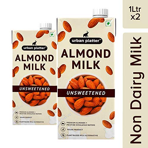 Product Cover Urban Platter Unsweetened Almond Milk, 1 Litre [Pack of 2, Barista-Grade, Lactose-Free, Plant-Based Milk Alternative]