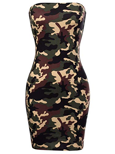 Product Cover Beyondfab Women's Solid/Print Tube Top Sexy Strapless Bodycon Club Dress
