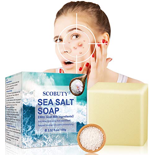 Product Cover Sea Salt Soap, Sea Mineral Soap, Invigorating Bath Soap, Cleaner Removal Pimple Pores Acne Goat Milk Moisturizing Face Care Soap, for All Skin type