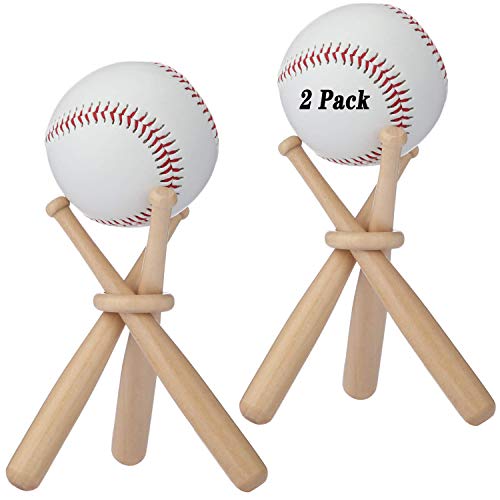 Product Cover BaseGoal Wooden Baseball Softball Stand Display Consists of 3 Mini Baseball Bat and 1 Wooden Circles
