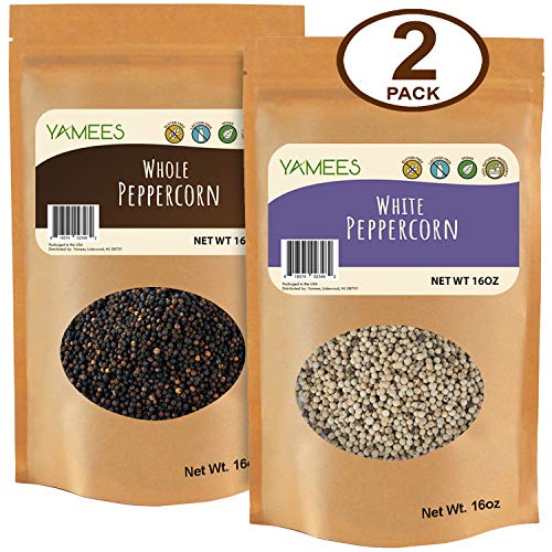 Product Cover Peppercorns - Black Peppercorns - Whole White Peppercorns - Bulk Spices - 2 Pack of 16 Ounce Each