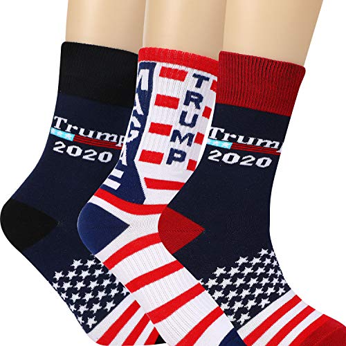 Product Cover VoVii Mens Donald Trump Socks 2020 MAGA Make America Great Again Trump Gag Gifts (Multicolored, 3)