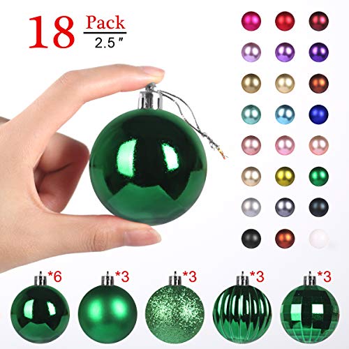 Product Cover Christmas Balls Ornaments for Xmas Tree - Shatterproof Christmas Tree Decorations Large Hanging Ball Green 2.5