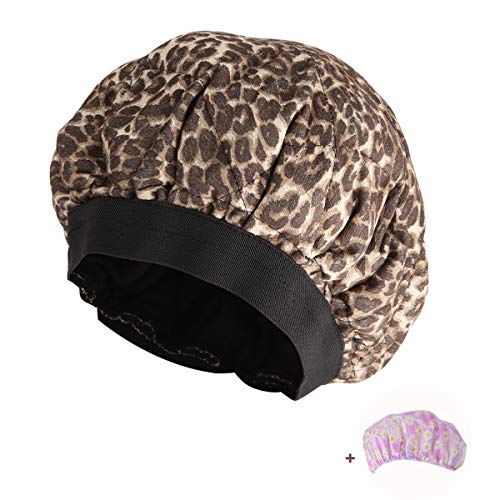Product Cover Locisne Cordless Deep Conditioning Thermal Heat Cap, Microwavable Steaming Haircare Mask Therapy, Oil Treatments, Flaxseed Seed Interior for Maximum Heat Retention, Soft Natural Plush Cotton (Leopard)