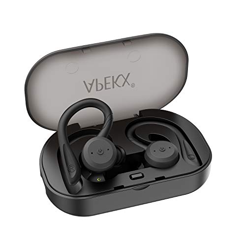Product Cover Wireless Headphones APEKX True Wireless Bluetooth 5.0 Sports Earbuds, IPX7 Waterproof Stereo HiFi Sound, Built-in Mic Earphones with Charging Case (Black)