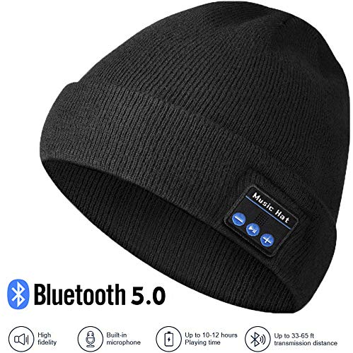 Product Cover Bluetooth Hat, Rechargeable Unisex Bluetooth Beanie, mens gifts with Control Panel, Removable Wireless Earphone hat, Charges via USB, Unique & Delightful for Your Friends, birthday gifts for men women