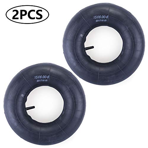 Product Cover LotFancy 2PCS 15x6.00-6 Inner Tube for Lawn Mower, Snow Blower, Riding Mowers, ATVs, Go-Karts, Golf Carts - Heavy-Duty Replacement Inner Tube with TR-13 Straight Stem Valve