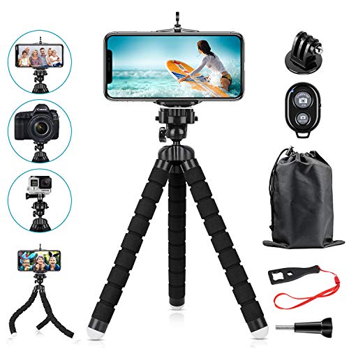Product Cover YeahWhee Phone Tripod, Flexible Cell Phone Selfie Stick MediumTripod Stand Camera Adapter Holder with Wireless Bluetooth Remote and Universal Clip for IPhone, Android Phone, Sports Camera GoPro