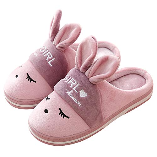 Product Cover Women's Comfort Memory Foam Slippers Cute Bunny Slip on Home Shoes Indoor Outdoor House Slippers w/Anti Slip Sole (6-6.5 Women, Light Purple)