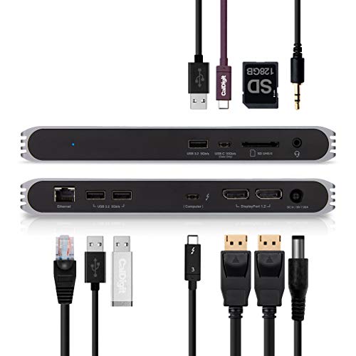 Product Cover CalDigit USB-C Pro Dock - 85W Charging, Thunderbolt 3, UHS II SD Card Slot, USB C Gen 2, USB A x 3, Dual DisplayPort 1.2, LAN, 3.5mm Audio for Thunderbolt and USB-C Computers (0.7 Meter Cable - Gray)