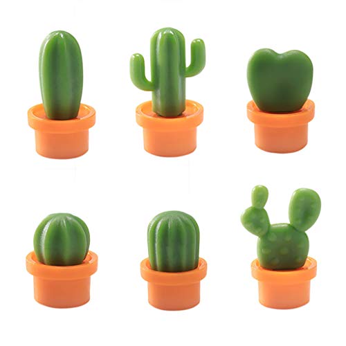 Product Cover Fine 6Pcs Fridge Stickers,Cactus Refrigerator Stickers Green Plant Magnetic Buckle Magnetic Stickers Home Decoration Children Education Toys (Orange)