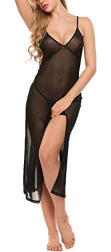 Product Cover Xs and Os Women Sheer Babydoll Lingerie Long Nightgown Maxi Dress with Panty (Gift Wrapped)