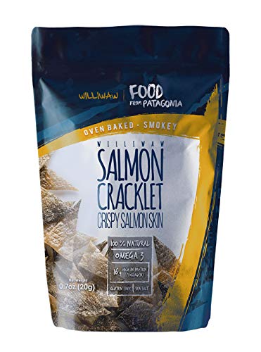 Product Cover Williwaw Salmon Cracklet Pack - 0.7 oz - Gluten Free High Protein Snacks - Keto Friendly, High in Collagen, Up-Cycling, Crispy, Patagonia - Natural Oven Baked Crackers 4 Pack (Smokey)