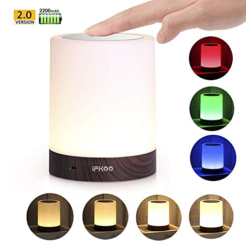 Product Cover iFkoo Rechargeable Night Light with Hook, Touch Sensor Bedside Lamp for Bedroom, Living Room, Dimmable Warm White Light & Color Changing RGB Outdoor Table Lamp, Best Gifts for Baby, Kids, Adults