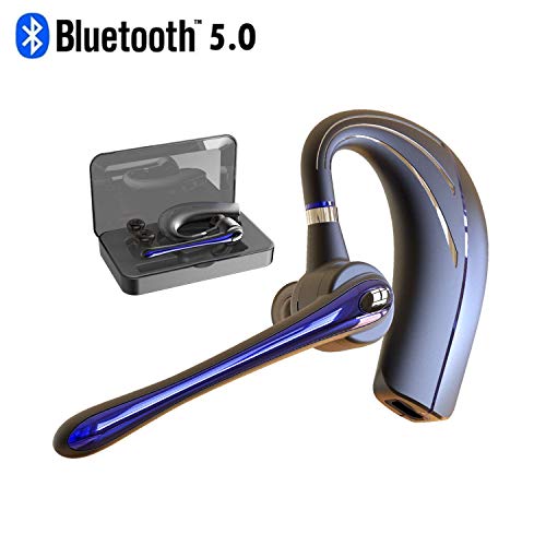 Product Cover Bluetooth Headset HONSHOOP Bluetooth 5.0 Noise Reduction Bluetooth Earpiece in Ear Wireless Headphones Mic Earphones Business/Workout/Driving Black Blue Pro