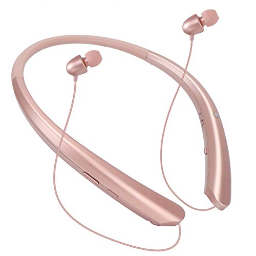 Product Cover Bluetooth Neckband Headphones Wireless Headset Retractable Earbuds HD Stereo Noise Cancelling Earphones with Mic (Call Vibrate Alert, 15 Hrs Playtime, Rose Gold)