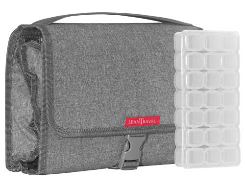 Product Cover LeanTravel Hanging Toiletry Bag for Travel w/ 5 Pockets & 7 Day Plastic Pill Case Organizer