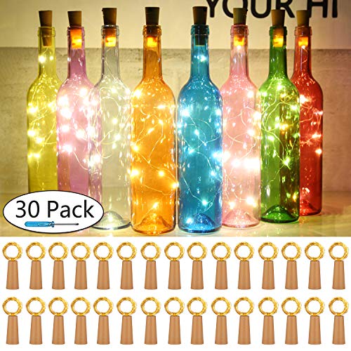 Product Cover Taiker Wine Bottle Lights with Cork, 30 Pack 20 LED Battery Operated LED Fairy Mini String Lights for DIY, Party, Decor, Christmas, Halloween,Wedding (Warm White)