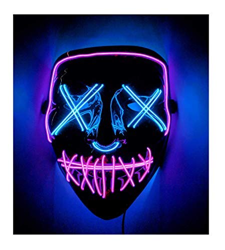 Product Cover Double Color Led - Halloween Led Mask - Led Face Mask - Led Purge Mask - 10 Option (Pink - Ice Blue)