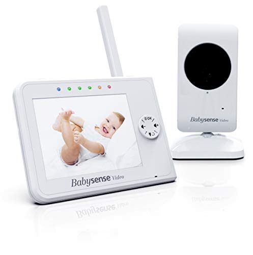 Product Cover Upgraded - Babysense Video Baby Monitor 3.5 Inch Screen - White - Featuring Baby Camera with Night Light, Infrared Night Vision, Talk Back, Room Temperature, Lullabies and Super Long Range