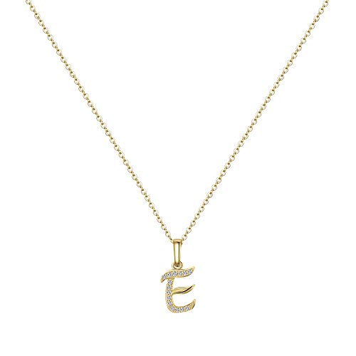 Product Cover Hidepoo Gold E Initial Necklace for Women - Dainty 14k Gold Monogram Letter Pendant Necklace for Girls Teens Bridesmaid Girlfriend Sister Wife Daughter Fiancee for Wedding Gifts Christmas Day Gift